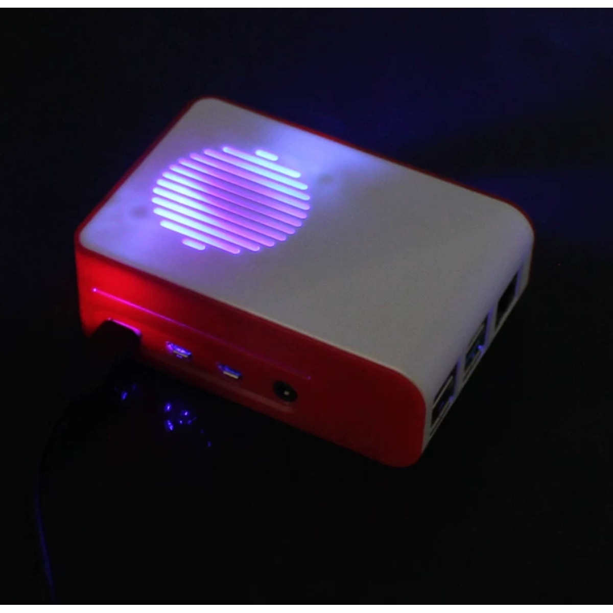 Raspberry Pi 4B ABS LED Fan Cooling Case — White / Red