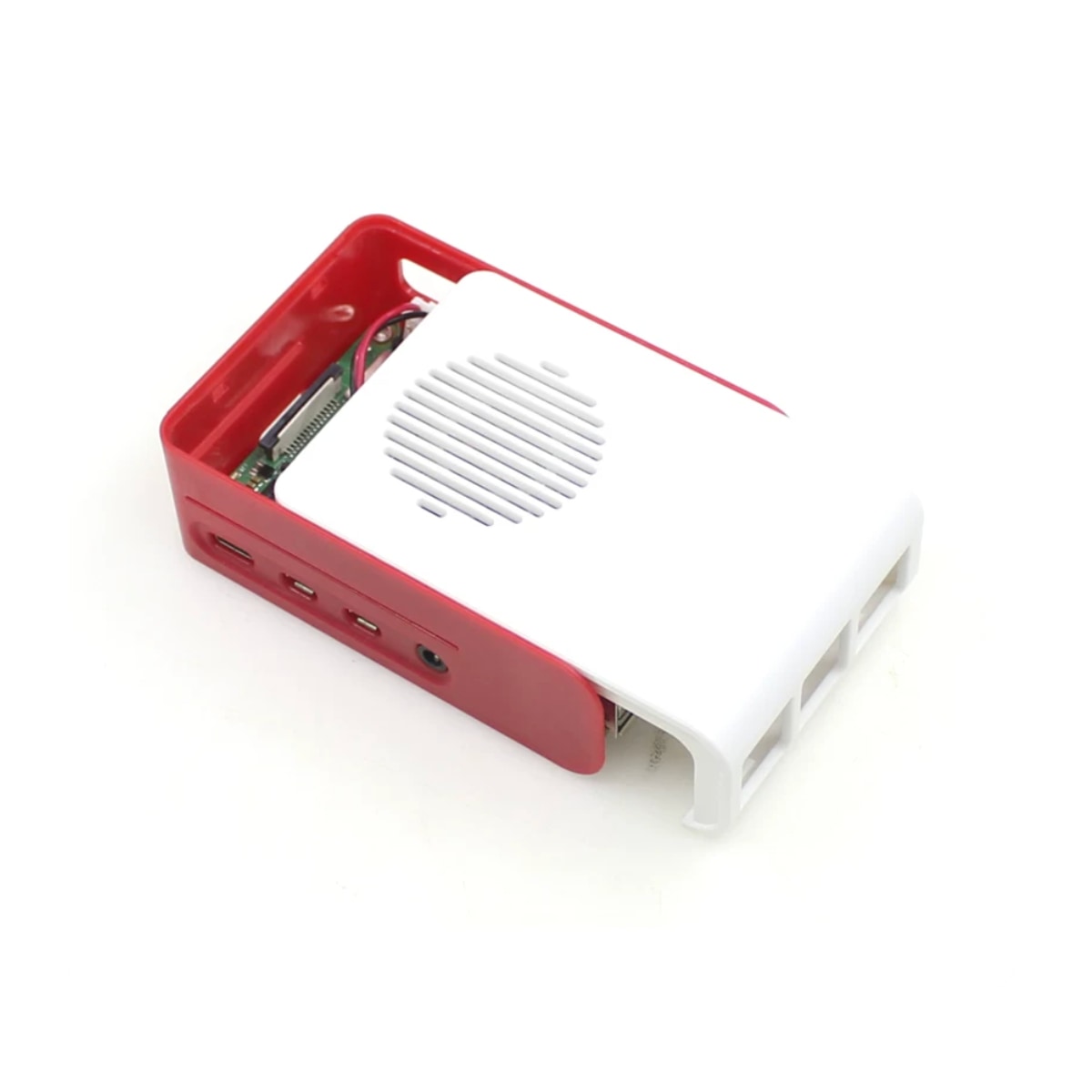 Raspberry Pi 4B ABS LED Fan Cooling Case — White / Red