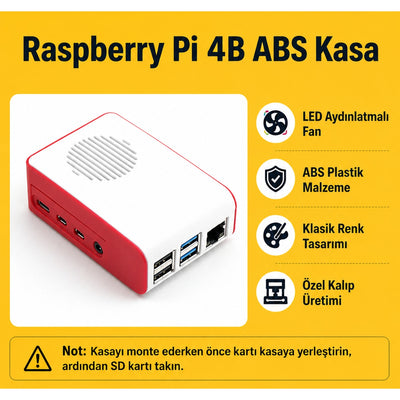 Raspberry Pi 4B ABS LED Fan Cooling Case — White / Red