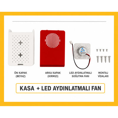 Raspberry Pi 4B ABS LED Fan Cooling Case — Red / White