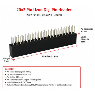 Raspberry Pi Zero W 40-Pin GPIO Header Set — Straight and Angled