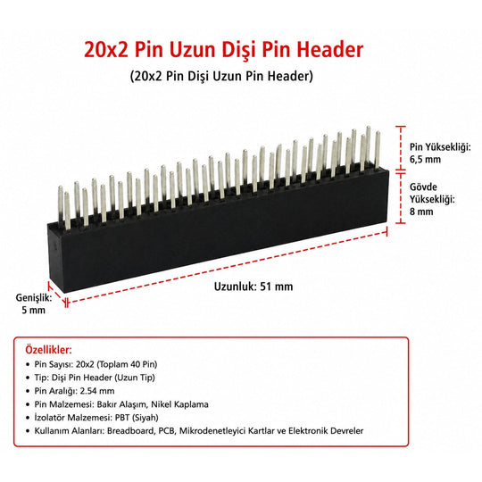 Raspberry Pi Zero W 40-Pin GPIO Header Set — Straight and Angled