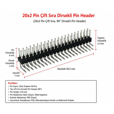 Raspberry Pi Zero W 40-Pin GPIO Header Set — Straight and Angled