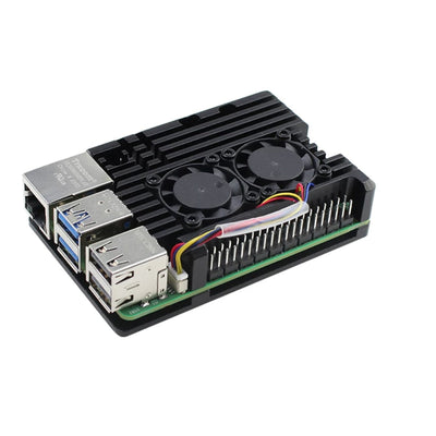 Raspberry Pi 5 Adjustable-speed Dual-Fan Aluminum-Alloy Heatsink Cover