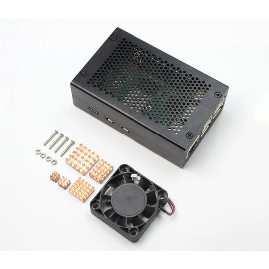 Raspberry Pi 5 aluminum Alloy Heat Sink Case With Cooling Fan Protector, Mesh Housing