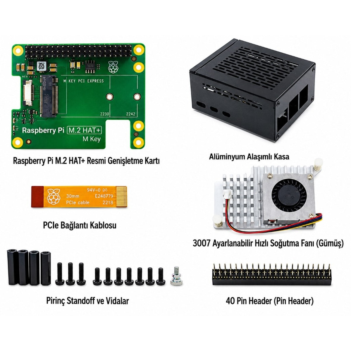 Raspberry Pi 5 M.2 HAT+ PCIe NVMe Expansion Kit with Case and Cooler